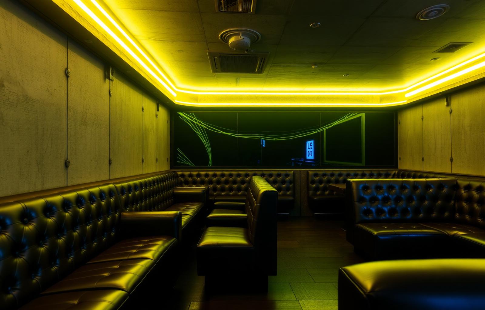 Urban Nova VIP lounge with neon yellow lighting